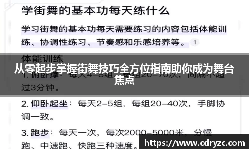 从零起步掌握街舞技巧全方位指南助你成为舞台焦点